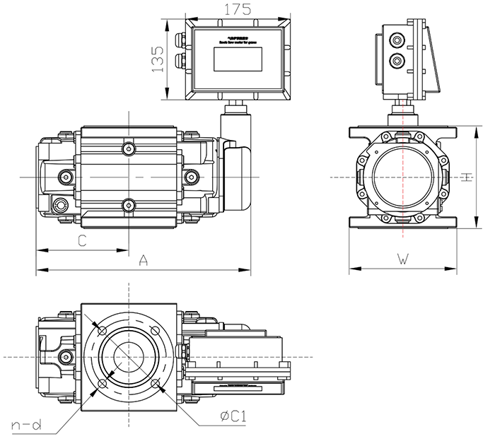 罗茨腰轮流量计外形尺寸图
