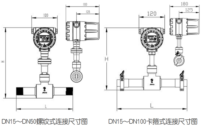 管道式氢气计量表尺寸图一
