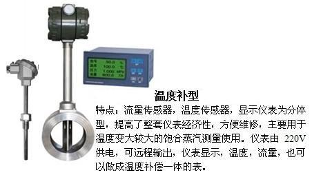 涡街蒸汽流量计温度补偿型产品特点图