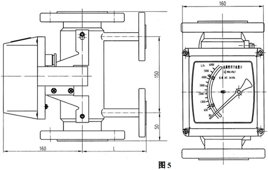 液晶指示型金属管浮子流量计外形图二